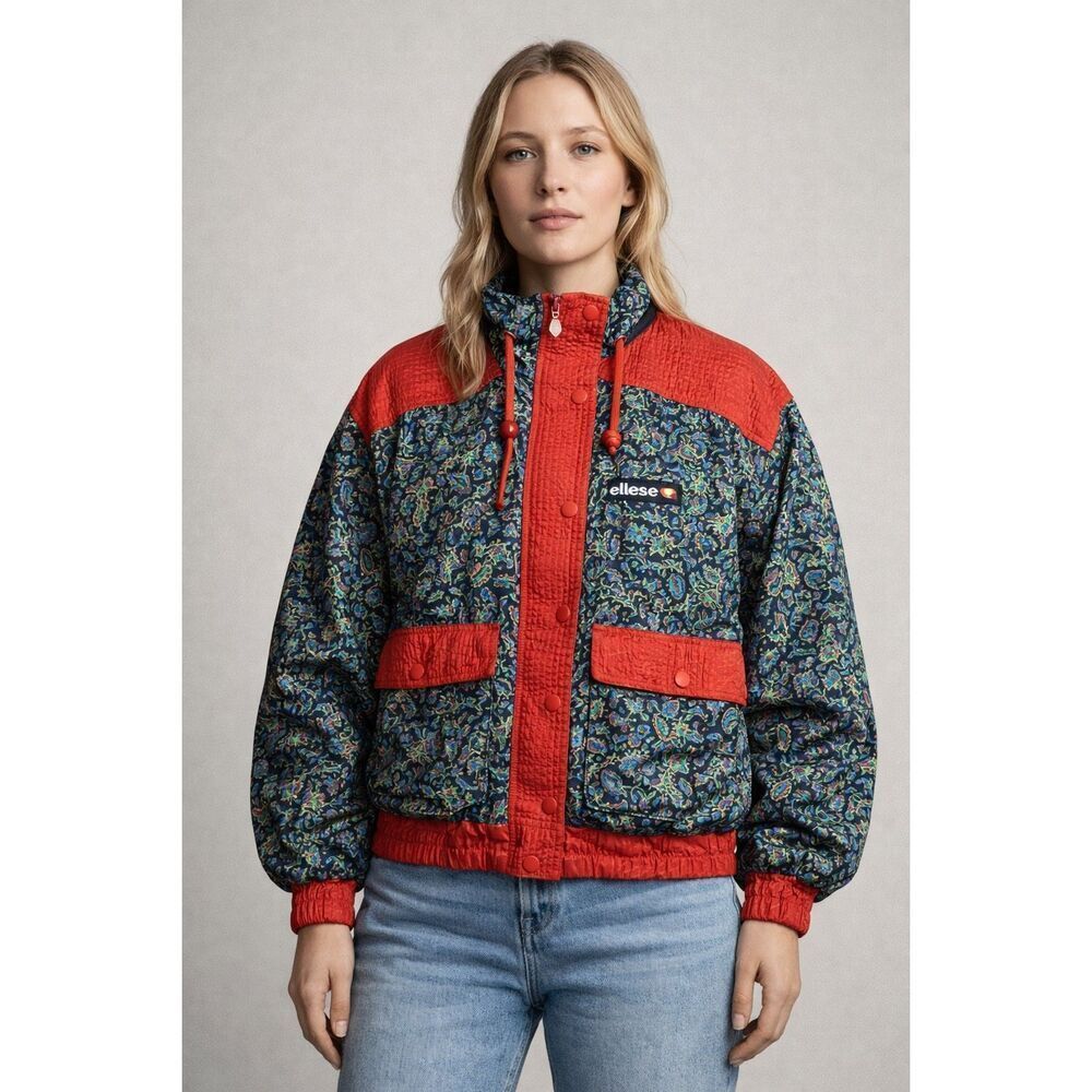 Vintage Ellesse Paisley Bomber Jacket Red Trim Korea M